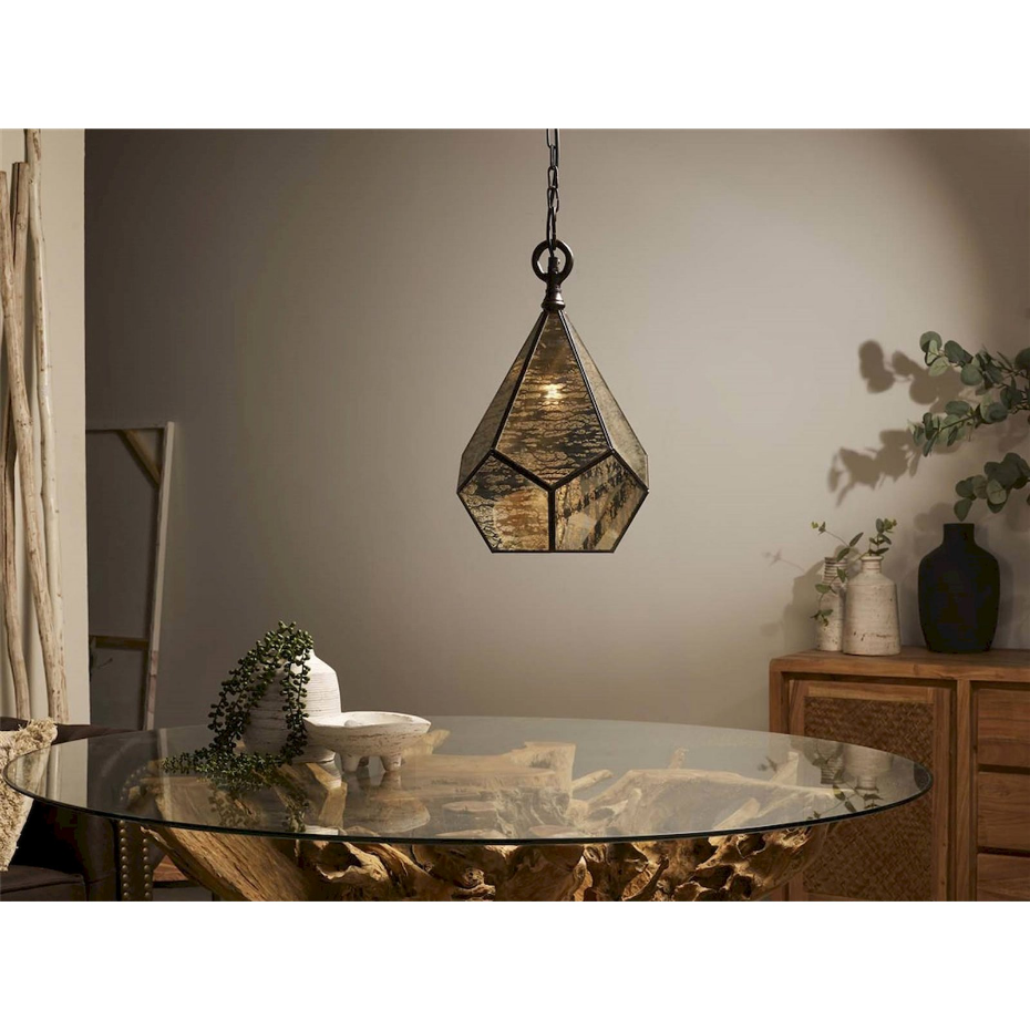 Suspension en verre décoré et métal  organique