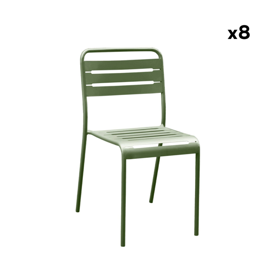 Table de jardin métal + 8 assises AMÉLIA