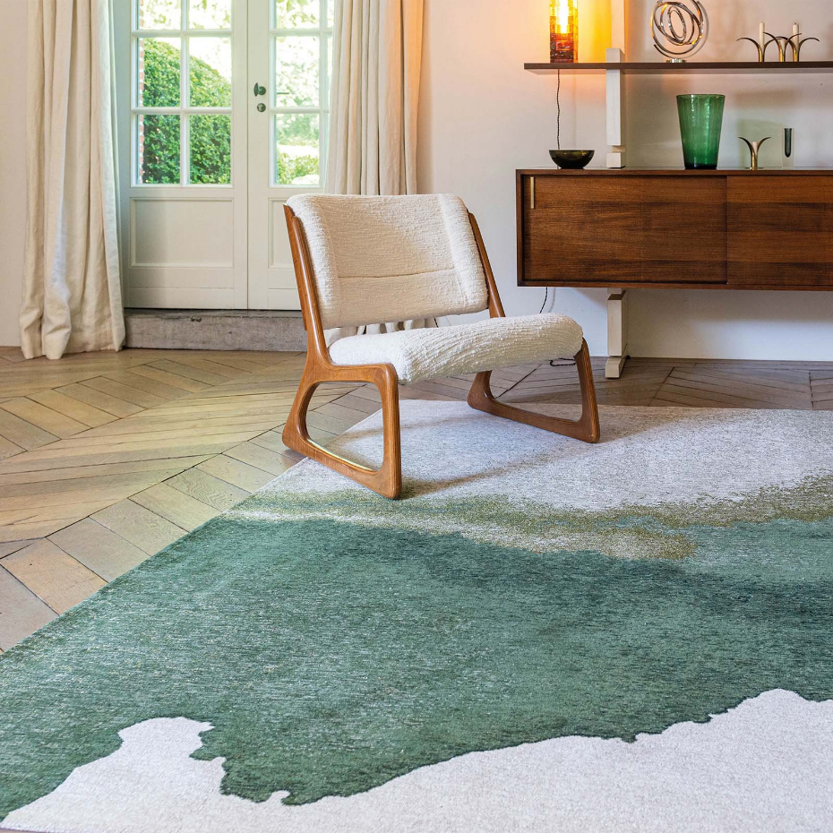 Tapis salon et chambre tissé plat GREEN MIRAGE