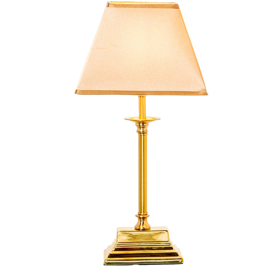 Lampe à poser classique métal doré et abat-jour beige 22x14x48cm