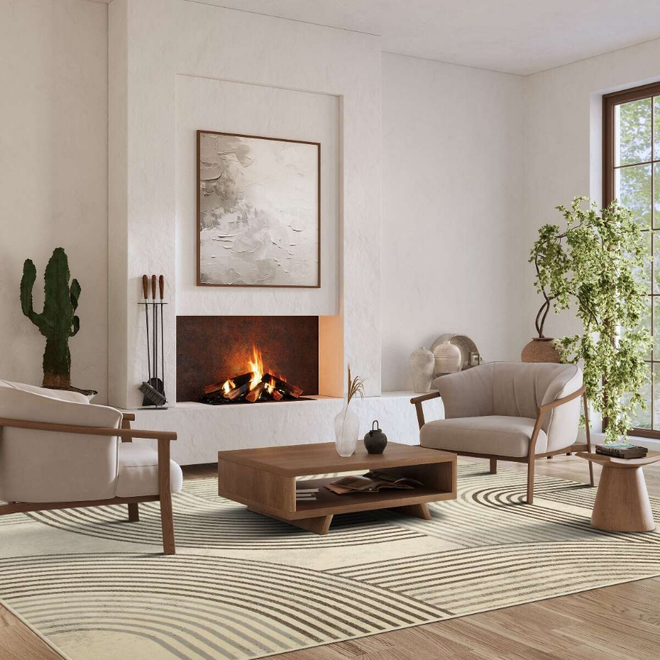Tapis salon scandinave moderne géométrique HAPPY