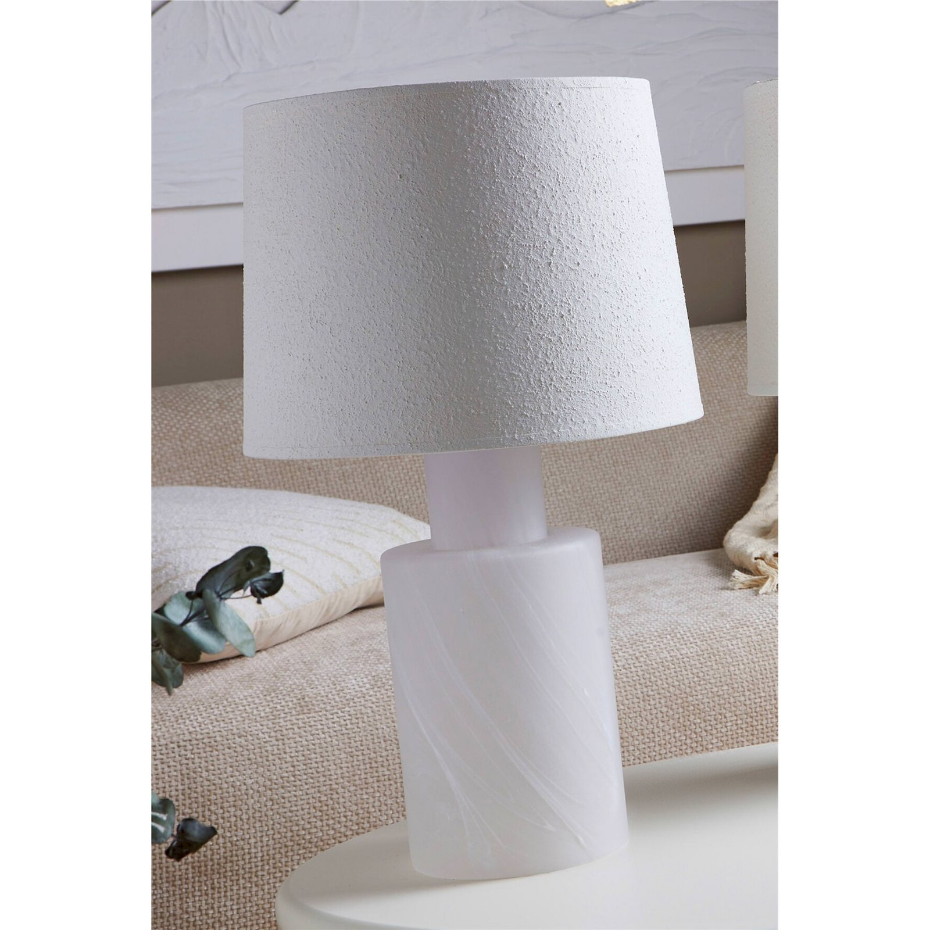 Lampe de table en verre et tissu rond design