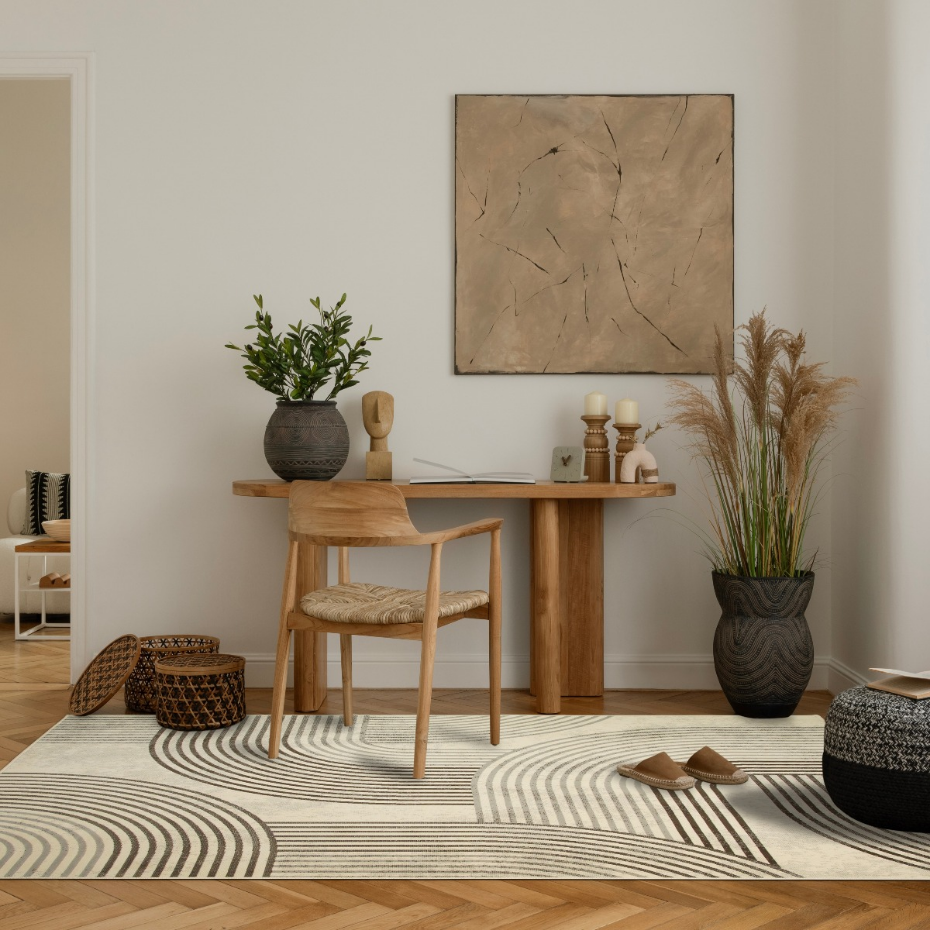 Tapis salon scandinave moderne géométrique HAPPY