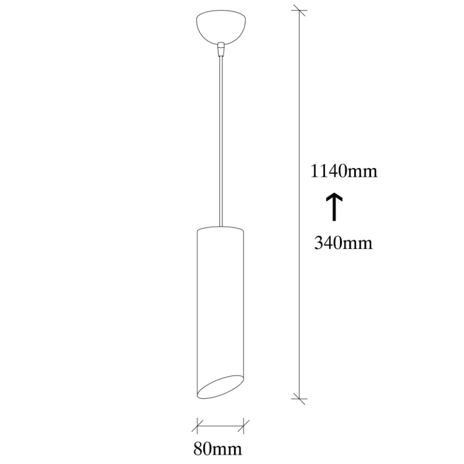 Lampe de chevet suspendue noire mat, forme cylindre SILE
