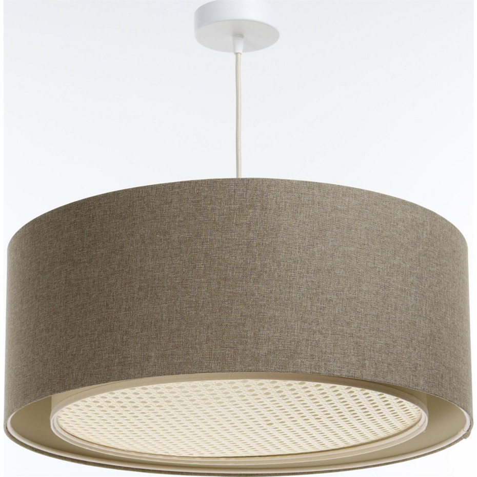 Suspension ronde en tissu et rotin Boho Elegant