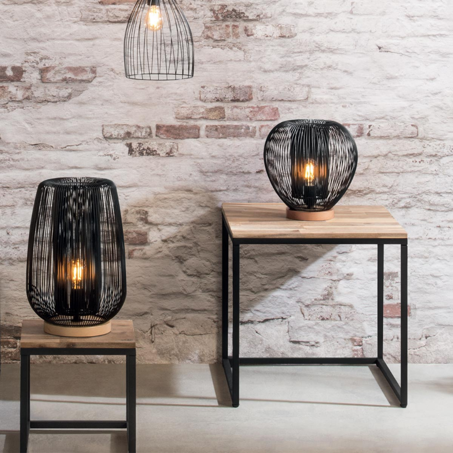 Lampe filaire design aérien hêtre et fer NODA