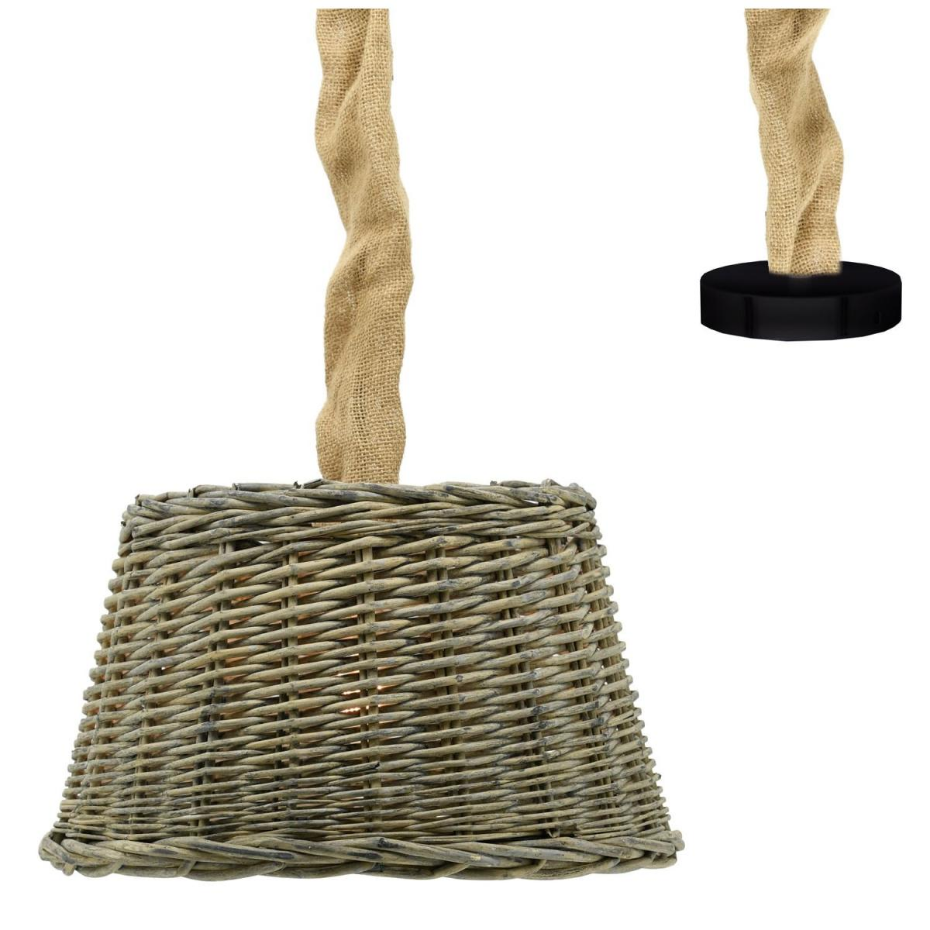 Suspension en osier gris et jute