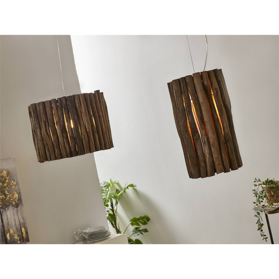 Suspension en bois forme branches style teck carré