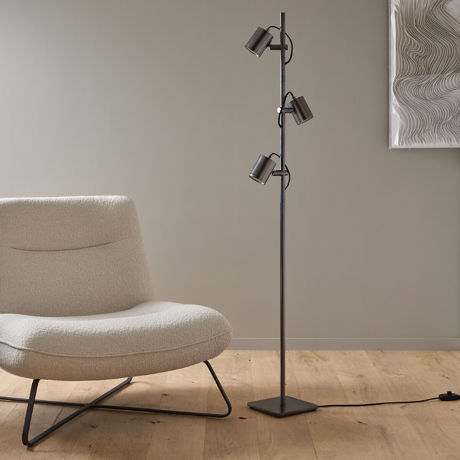 Lampadaire 3 spots orientables graphite, Girevole