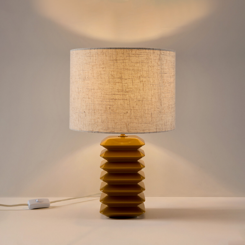 Lampe à poser en céramique et lin, Remilo