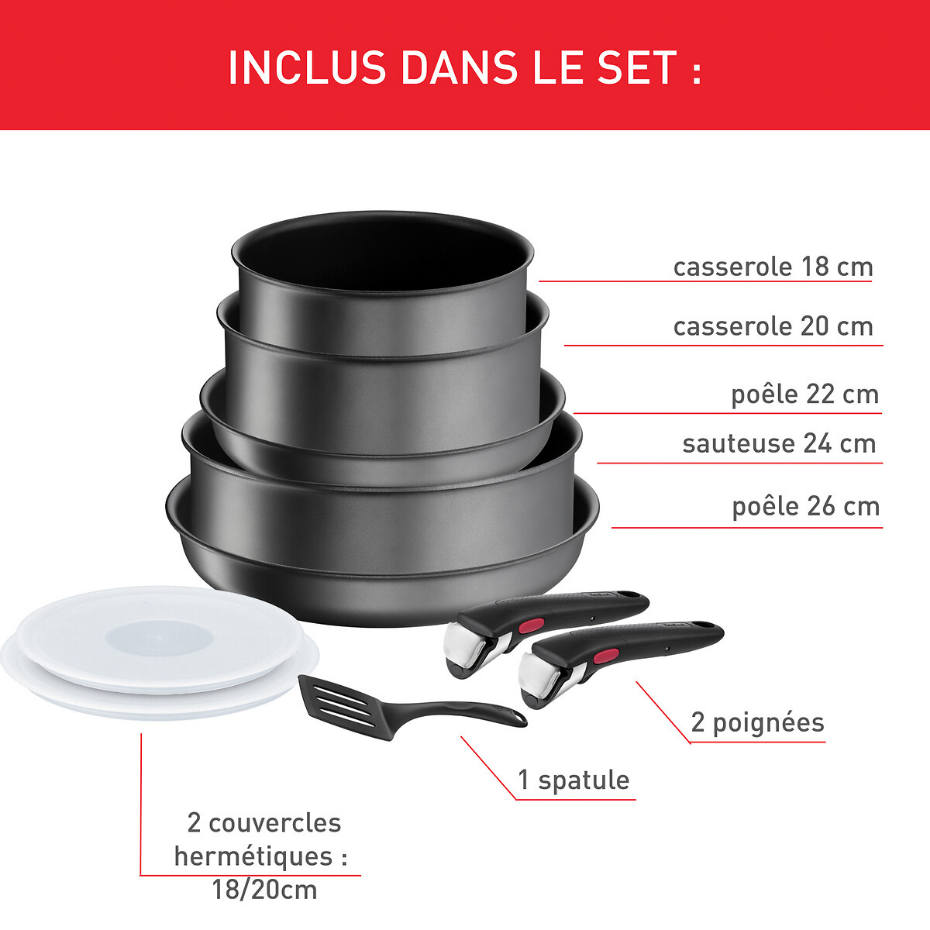 Batterie de cuisine 10 pièces Ingénio Daily Chef