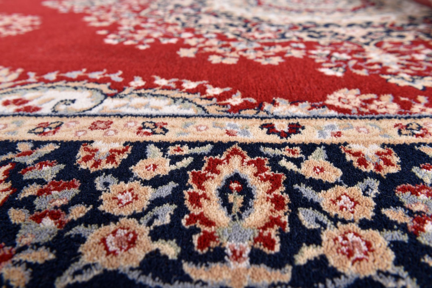 Tapis d'orient floral Dolna tissé laine naturelle