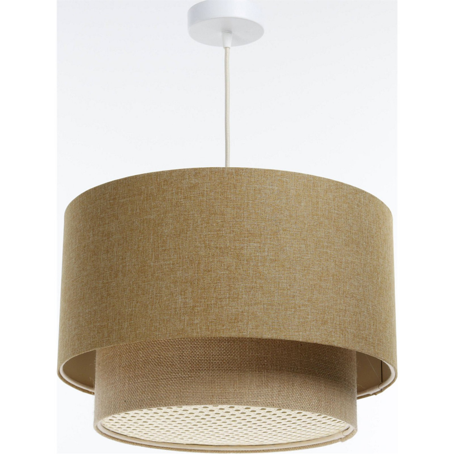 Suspension ronde en tissu et rotin Boho Elegant