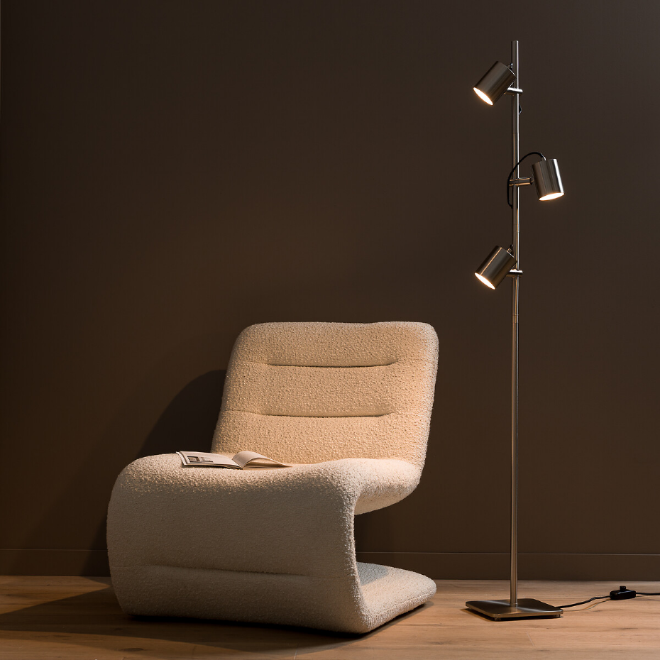 Lampadaire spots finition nickel satiné, Girevole