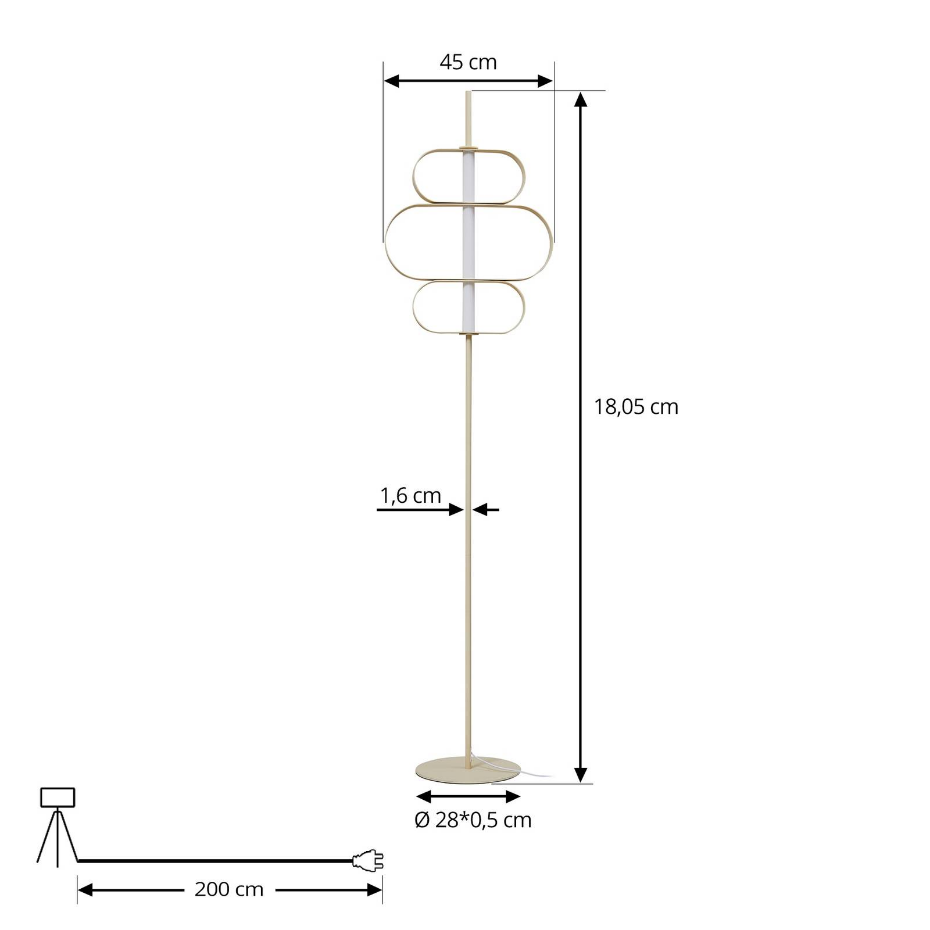 Lampadaire en métal moderneLED, Audrina