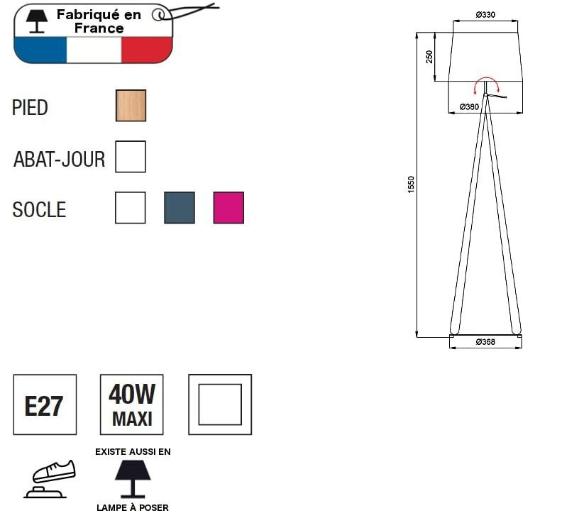 Lampadaire en hêtre verni ZAZOU