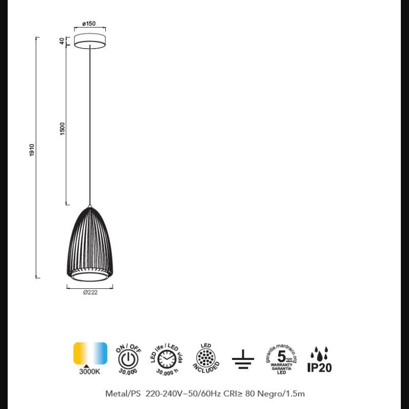 Suspension en métal design, D.22.2 , SMART