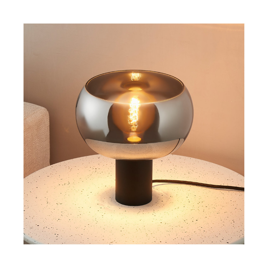 Lampe à poser verre fumé et marbre - MILAN