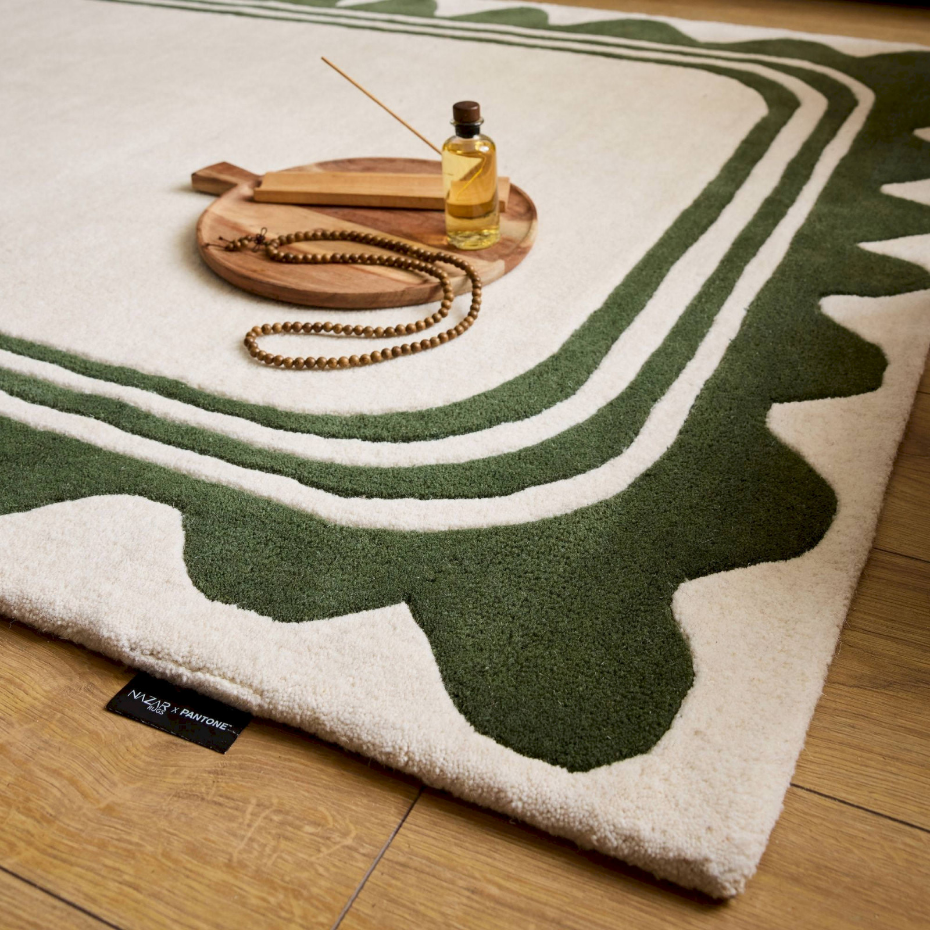 Tapis rectangulaire en laine et coton Cèdre