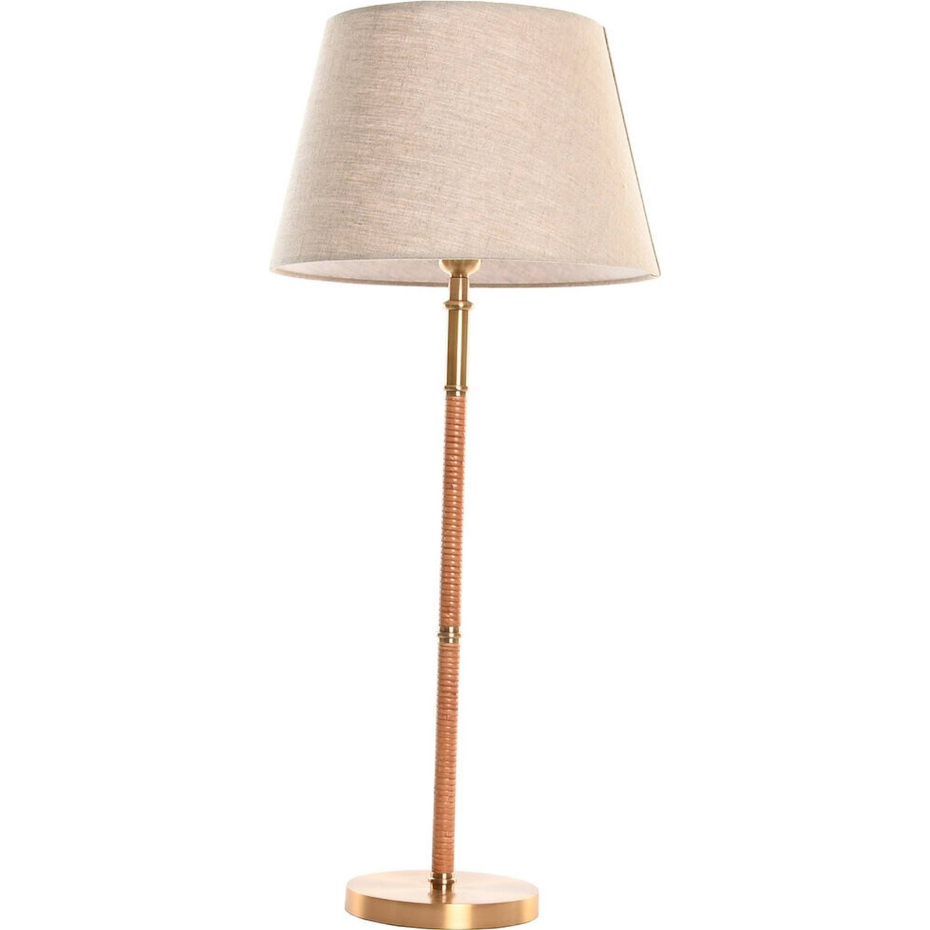 Lampe de salon ronde en laiton et rotin Item Home India Lamps 1c25