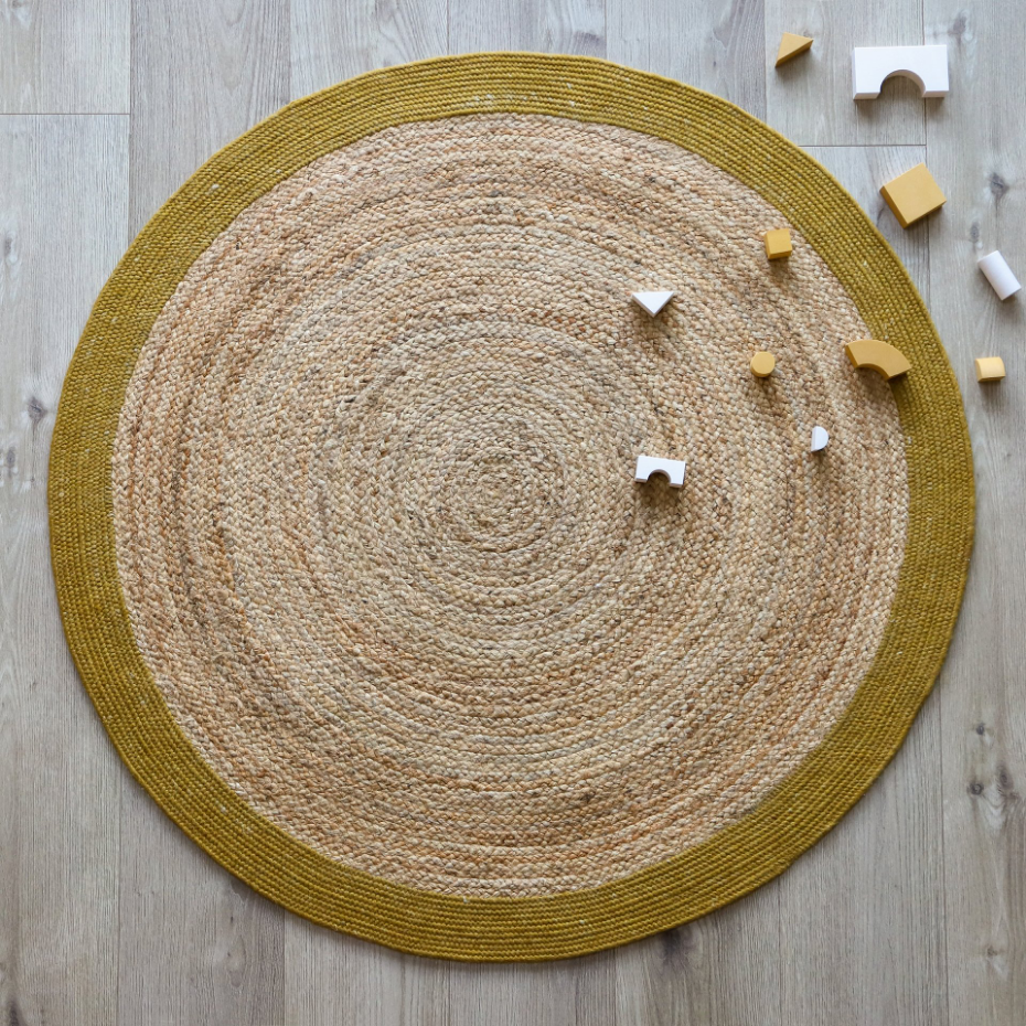 Tapis rond en jute et laine feutrée YHUKI