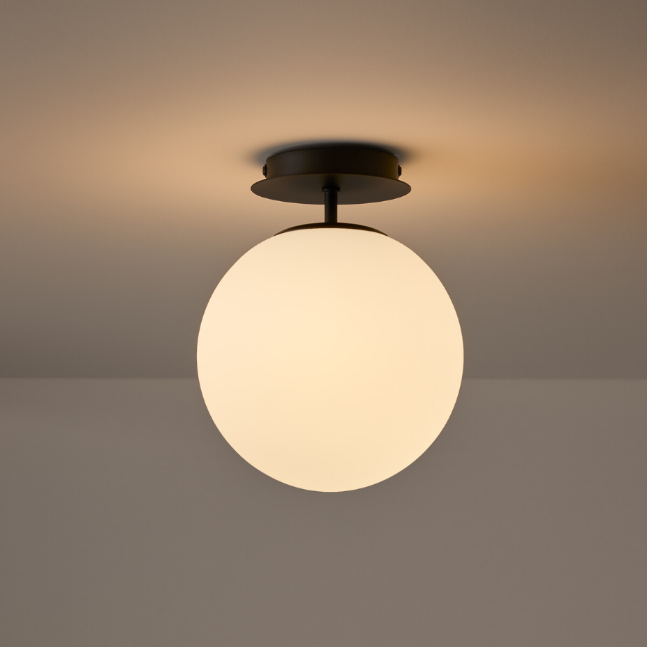 Plafonnier ou applique, métal fer et verre opaline, ATEA