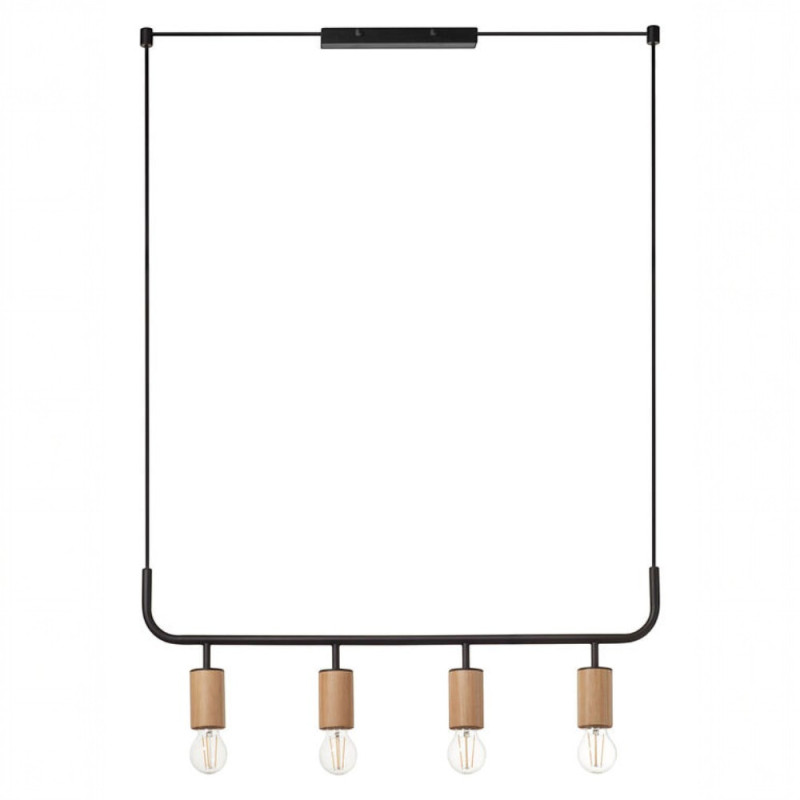 Suspension horizontale 4 lampes bois clair Copa