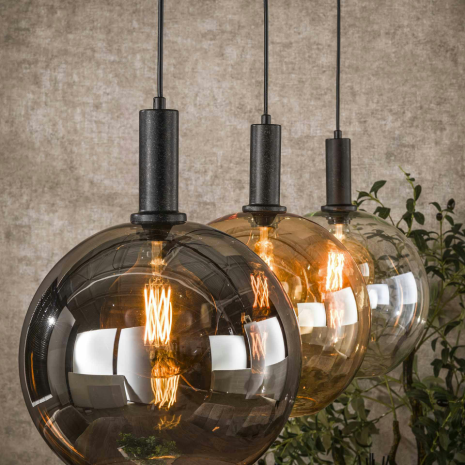 Suspension îlot cuisine 3 globes multicolores NOVA