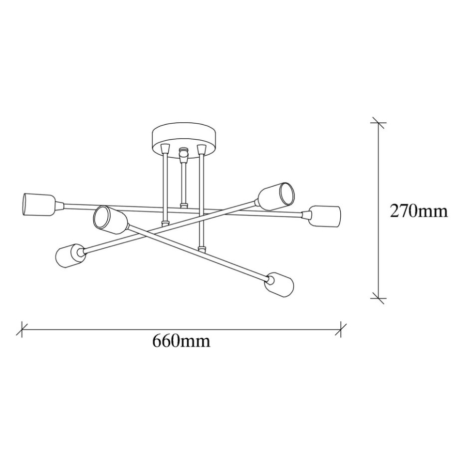 Suspension moderne cuivrée 6 lampes sur tige MARATEA