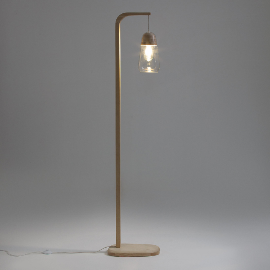 Lampadaire verre et bois Nasoa