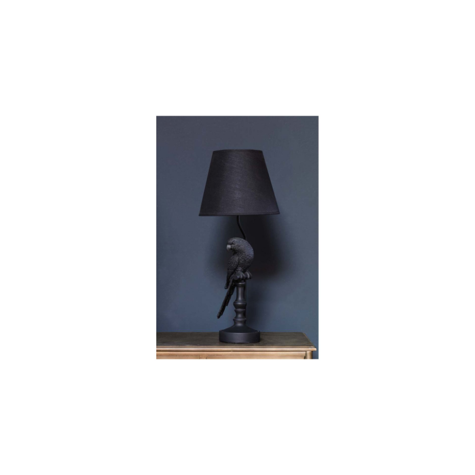 Lampe à Poser Noire Perroquet avec Abat-jour