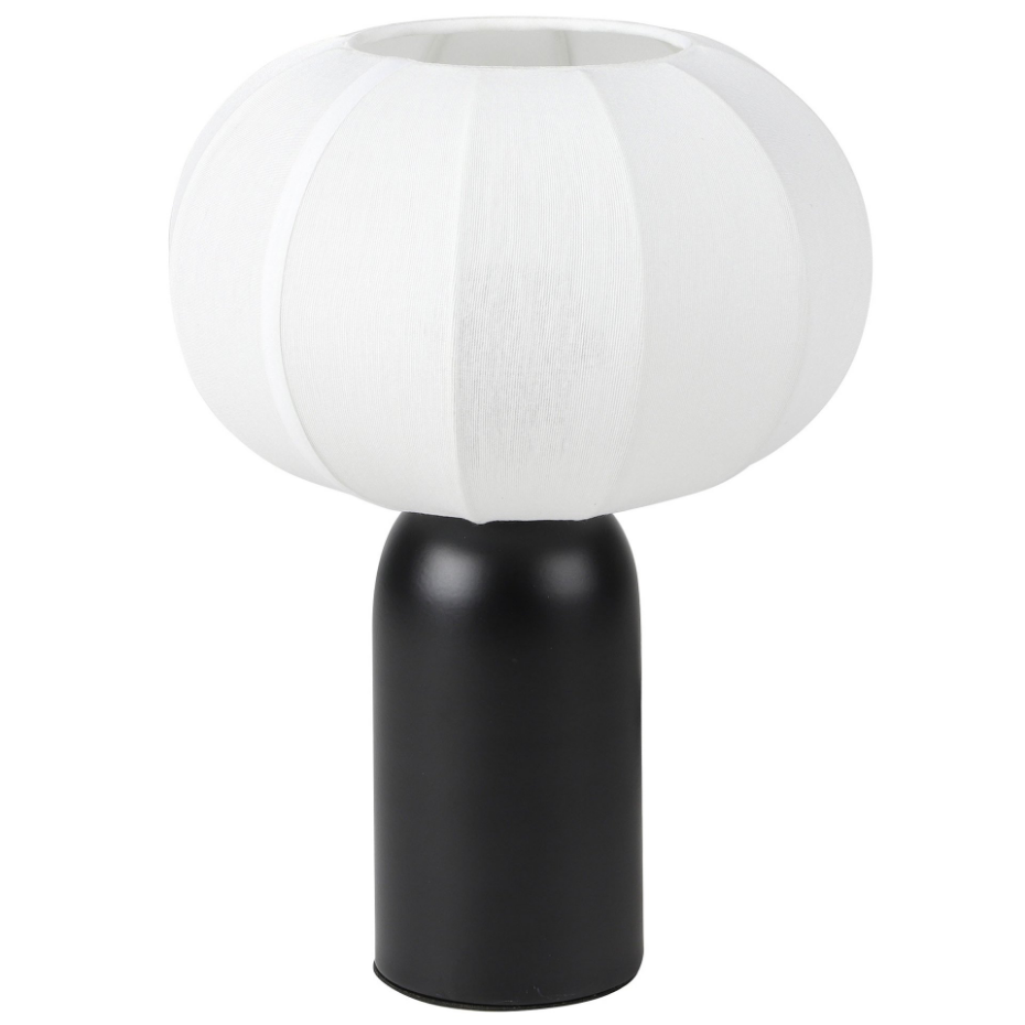 Lampe à poser en céramique noire et abat-jour nuage 22x22x28cm