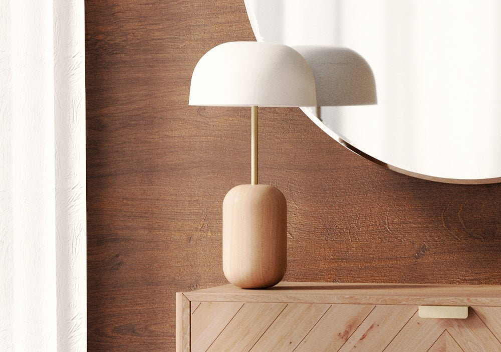Lampe à poser avec pied en frêne, NINA