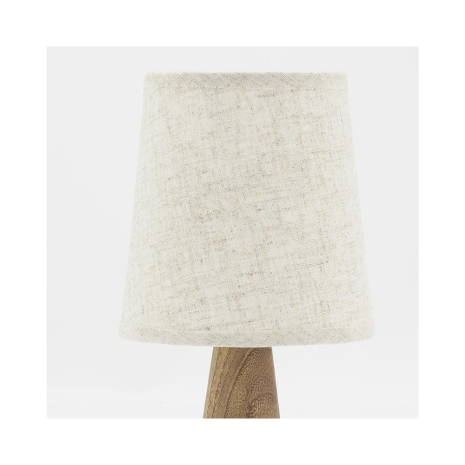 Mini lampe à pied en paulownia et abat-jour écru