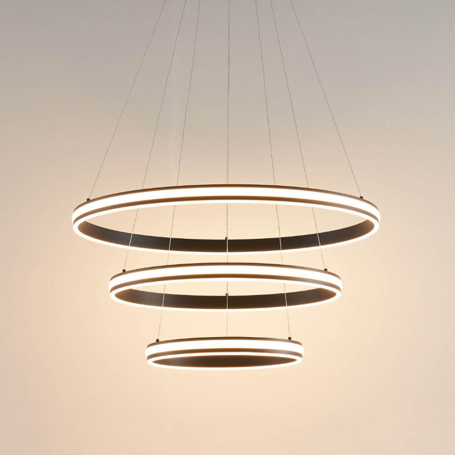 Suspension LED Design à Trois Anneaux - MAROGGIA