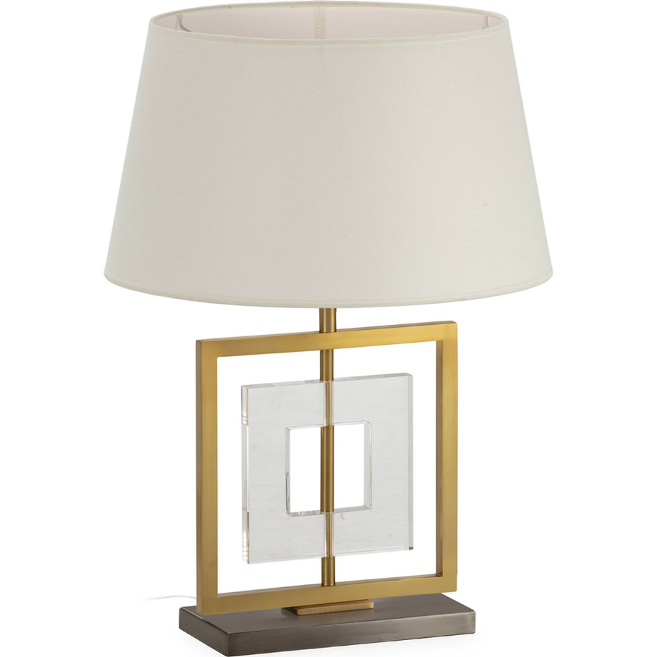 Lampe de table en laiton et acrylique rectangulaire