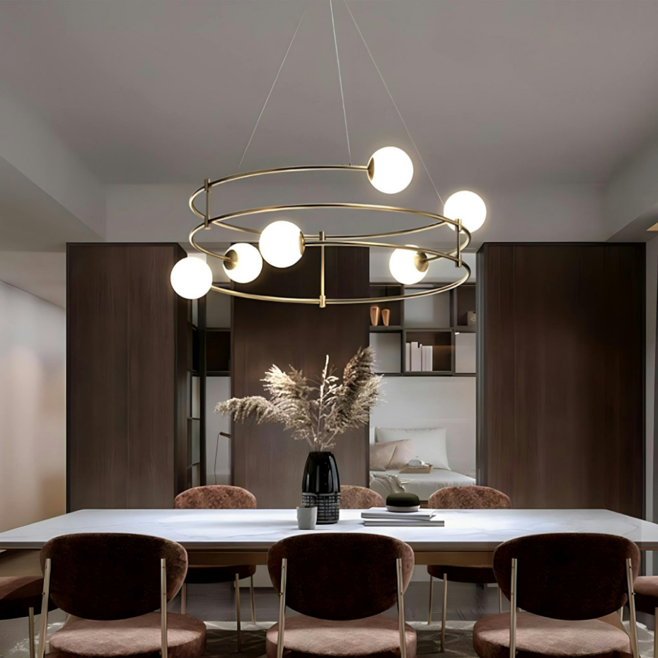 Suspension moderne - 6 globes sur structure spirale DELTONA
