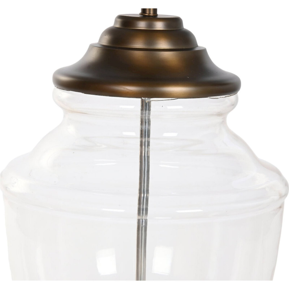 Lampe de table en acier et verre abat-jour carré