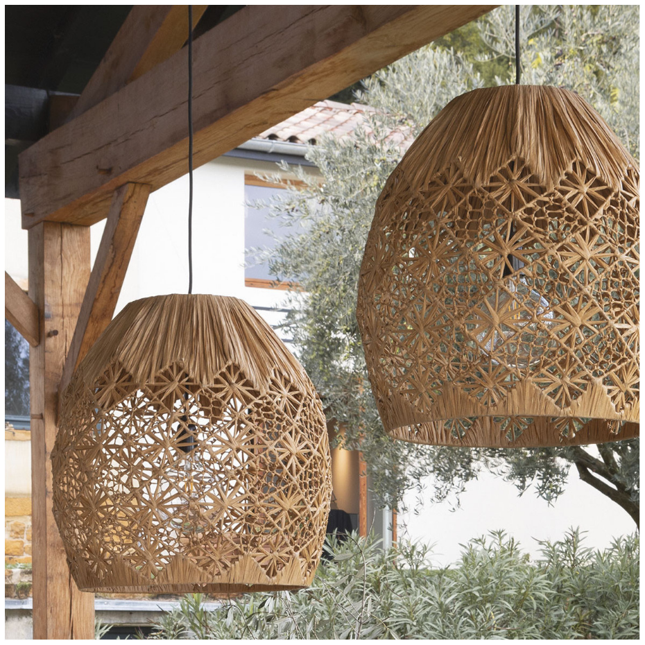 Suspension raphia naturel dia 48x51