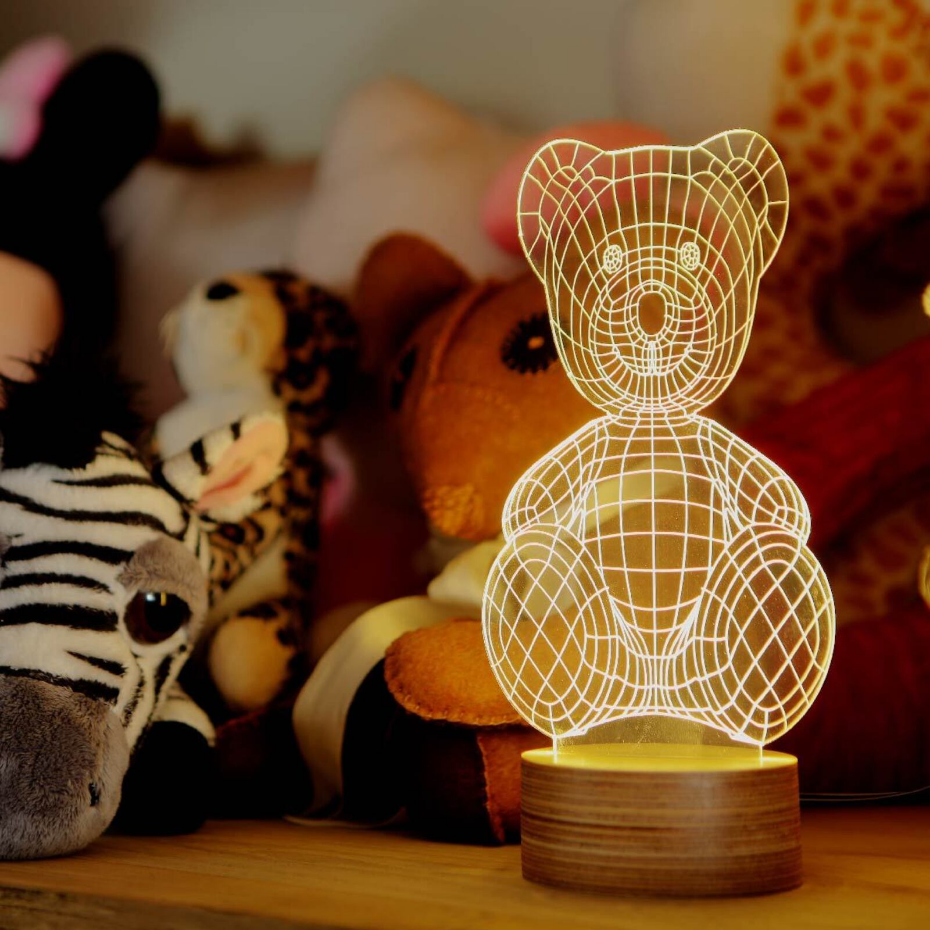 Lampe bulbing en verre forme ourson avec lumières led