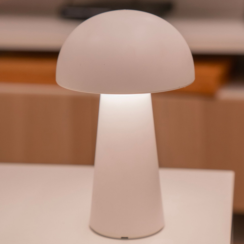 Set de 2 lampes à poser de jardin champignon noir et gris sans fil 13.5x13.5x21.5cm