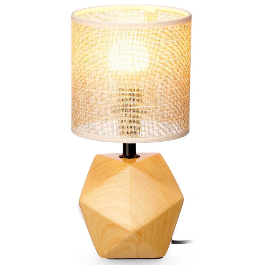 Petite lampe à poser céramique effet bois 14x14x28.5cm