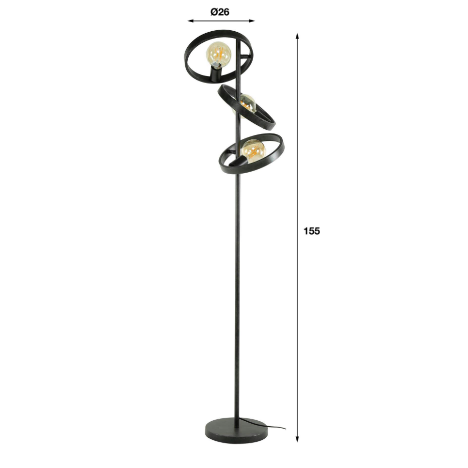Lampadaire design 3 anneaux RALF