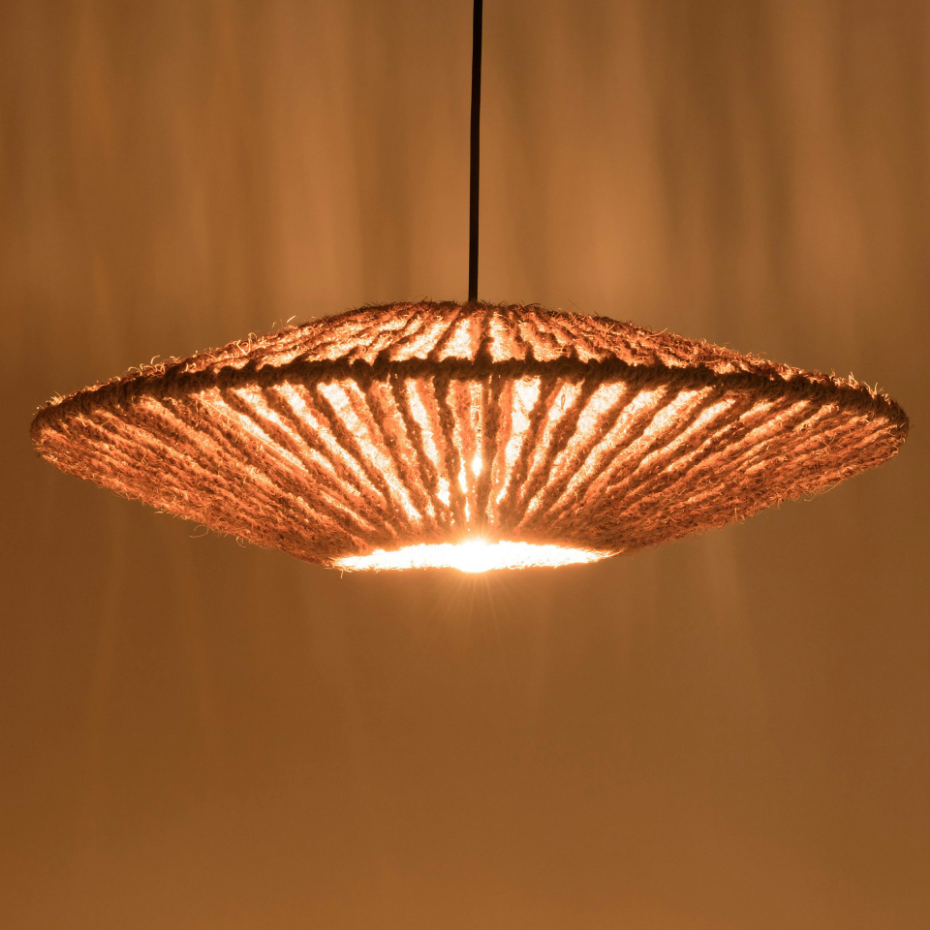 Suspension cymbale 60x60cm en fibre de coco et teck recyclé FOLELLI