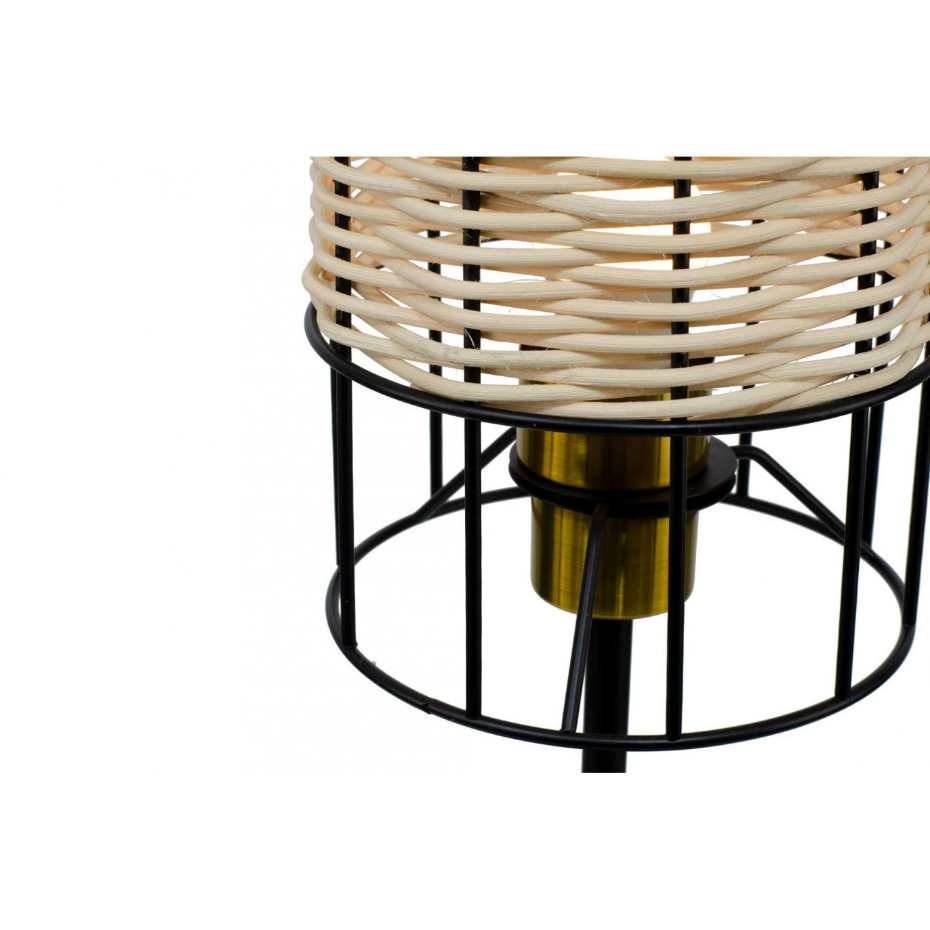 Lampe à poser tactile en métal et rotin, NUSSIM