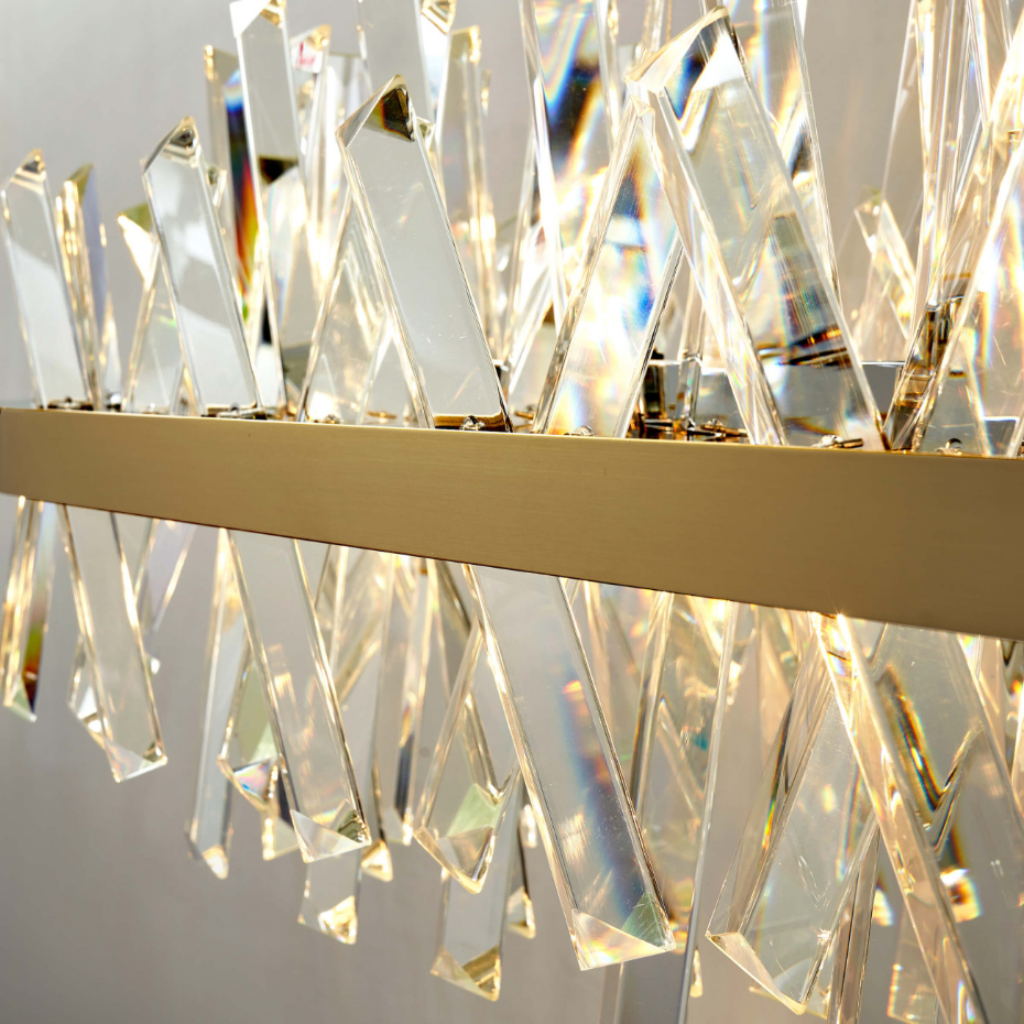 Lustre doré à pampilles en cristal - ARIELLA
