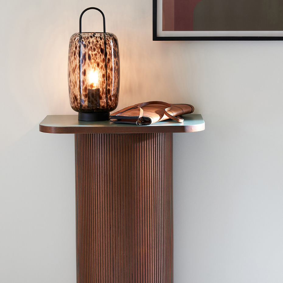 Lampe à poser métal acier et verre ambré, Toleco