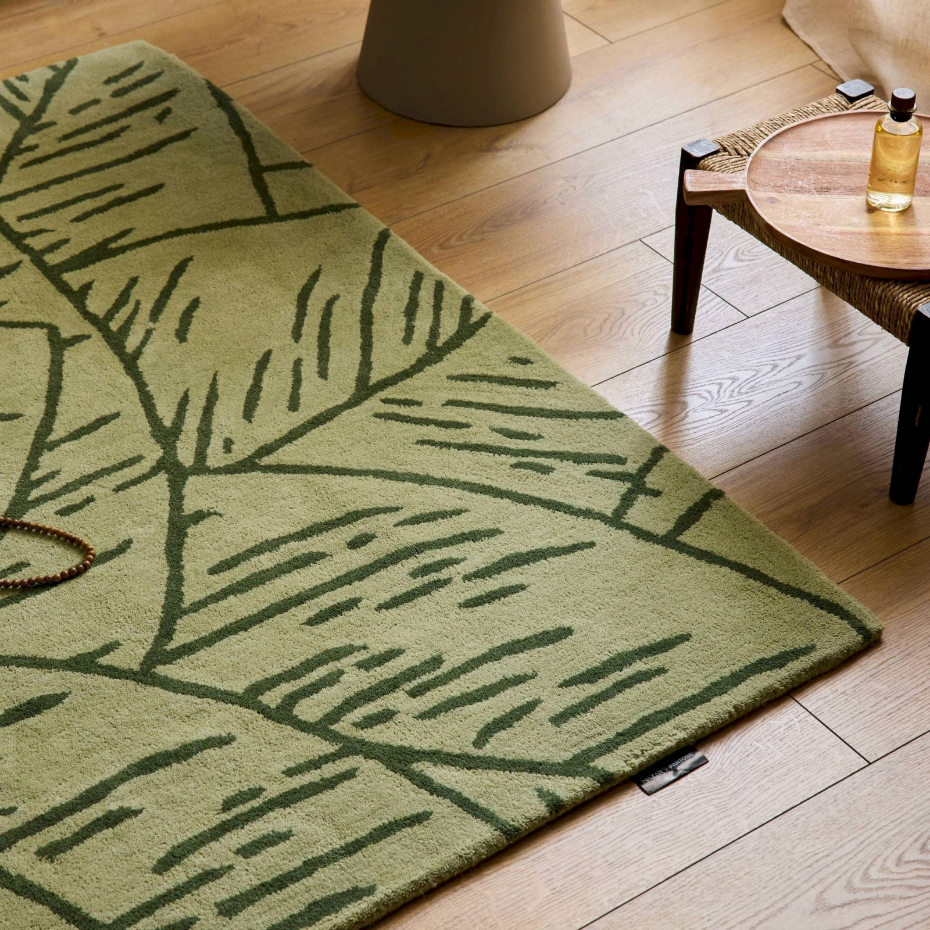 Tapis rectangulaire en laine et coton Cèdre