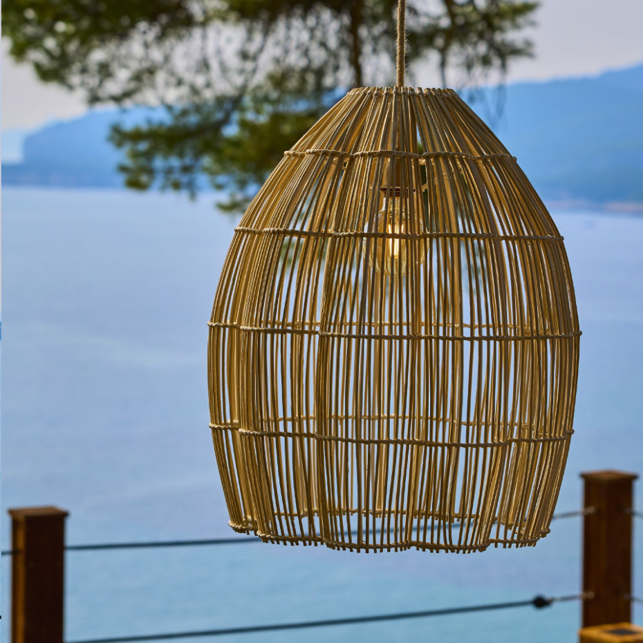 Suspension Extérieure Rotin Beige D50cm Câble 5m