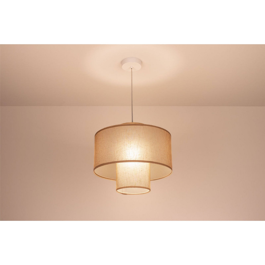 Suspension ronde en jute et lin Twin Light